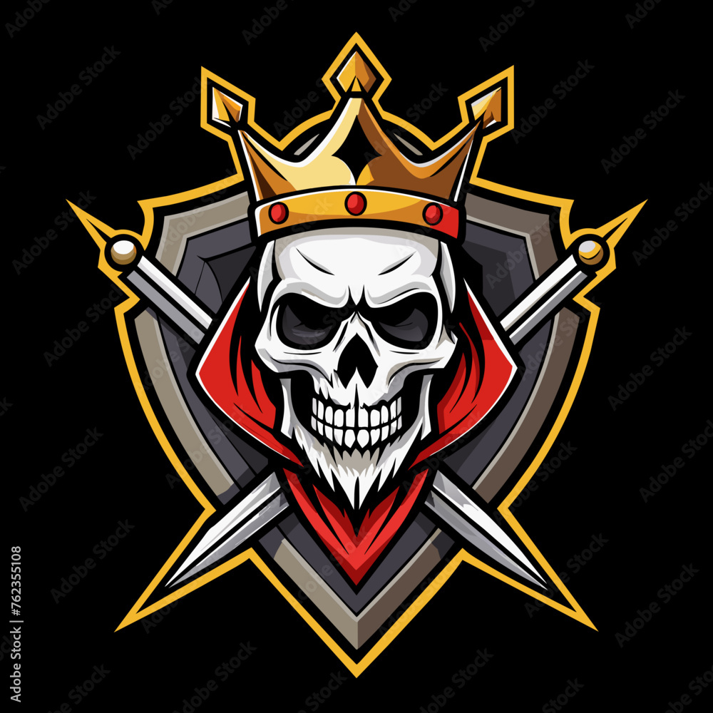 skull with sword and shield
