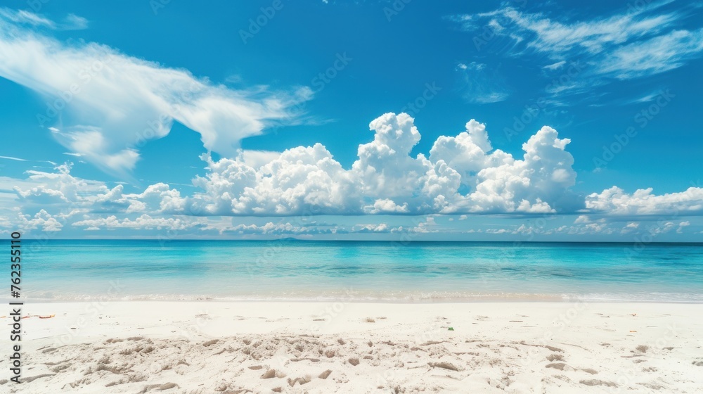 Pristine Paradise: White Sand Beach Meets Serene Blue Skies - Generative AI Pristine Paradise: White Sand Beach Meets Serene Blue Skies - Generative AI