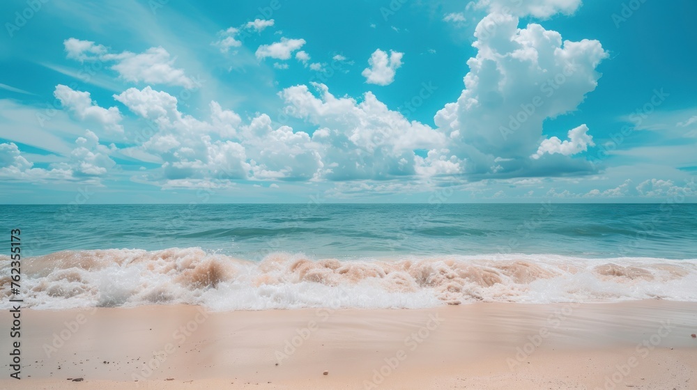 Pristine Paradise: White Sand Beach Meets Serene Blue Skies - Generative AI Pristine Paradise: White Sand Beach Meets Serene Blue Skies - Generative AI
