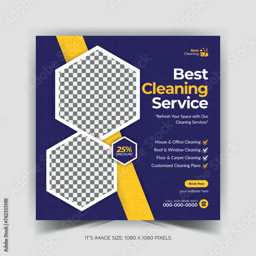 cleaning assistance Instagram banner template or social media post square flyer