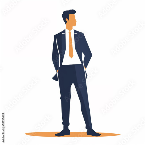 illustration of successful men, handsome rich boss or executive manager dressed in a business suit, isolated flat vector modern business illustration, full of success and motivation