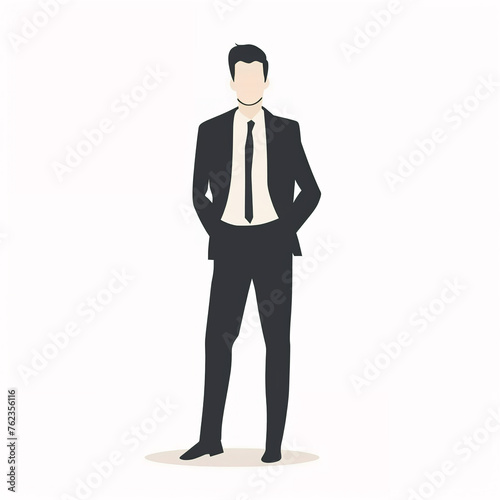 illustration of successful men, handsome rich boss or executive manager dressed in a business suit, isolated flat vector modern business illustration, full of success and motivation