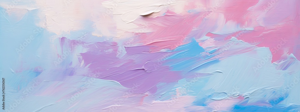 Close up of abstract rough pink blue art painting texture background wallpaper, with oil or acrylic brushstroke, pallet knife paint on canvas