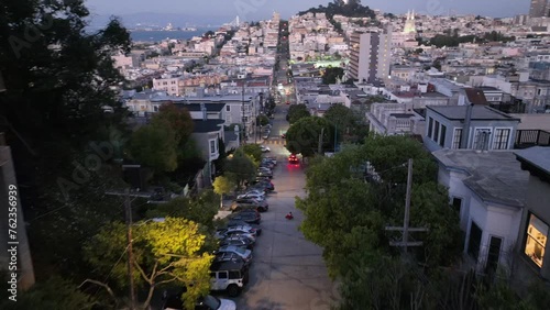 Aerial video of lombard street San Francisco