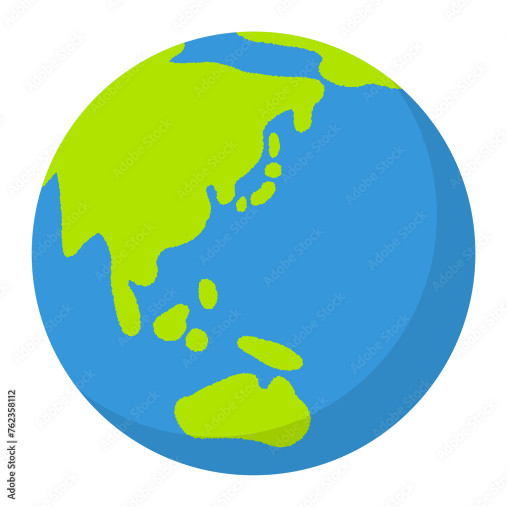 SDGsやエコロジーイメージの日本を中心にした地球ベクターイラスト SDGsやエコロジーイメージの日本を中心にした地球ベクターイラスト