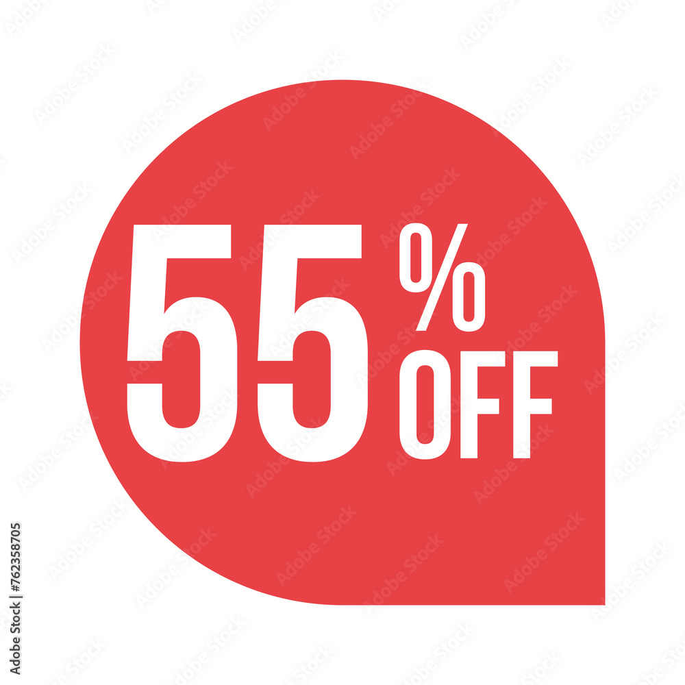 red 55 percent discount label on white background red 55 percent discount label on white background