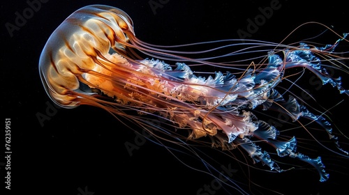 Beautiful jellyfish swimming in the water. Underwater world