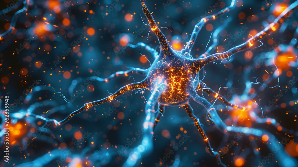 Abstract close up neurons cells presentation. Synapses and axones ...