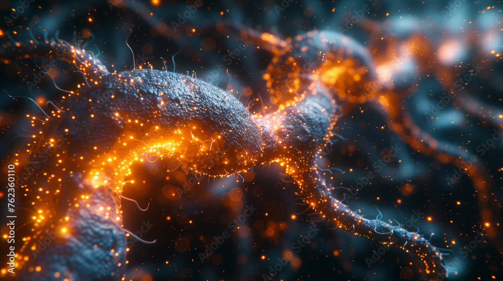 Abstract close up neurons cells presentation. Synapses and axones ...