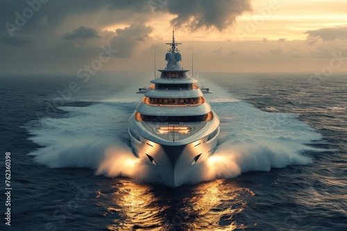 super Yacht that run in the middle of the ocean photo