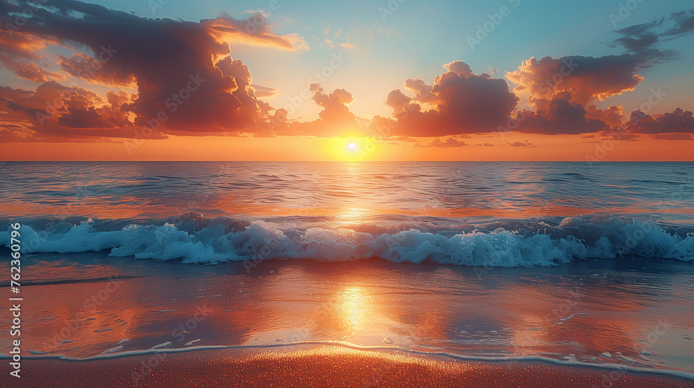 golden sunset and sea landscape.