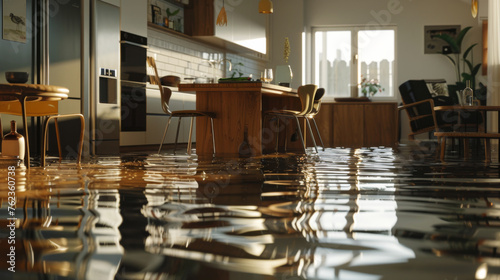 Flooded flat interior