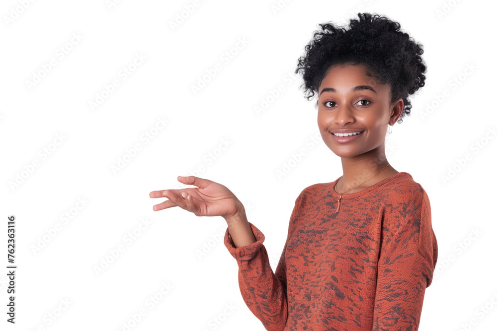 30's woman with introduce gesture 30's woman with introduce gesture