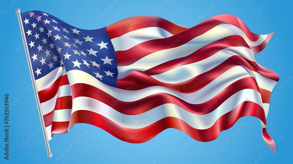 Fototapeta premium Spectacular Happy Labor Day greeting card with waving american national flag, United States