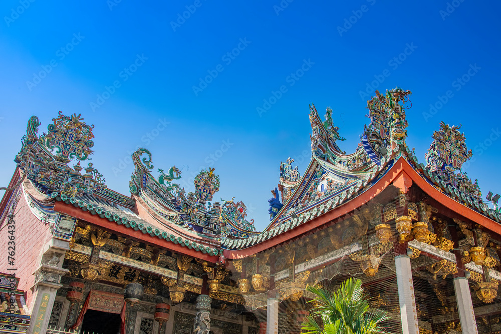 Penang Malaysia 15th mar 2024: The Leong San Tong Khoo Kongsi  is the largest Hokkien clanhouse in Malaysia with elaborate and highly ornamented architecture.