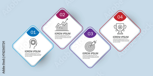 Timeline infographics element presentation report with business icons 4 step