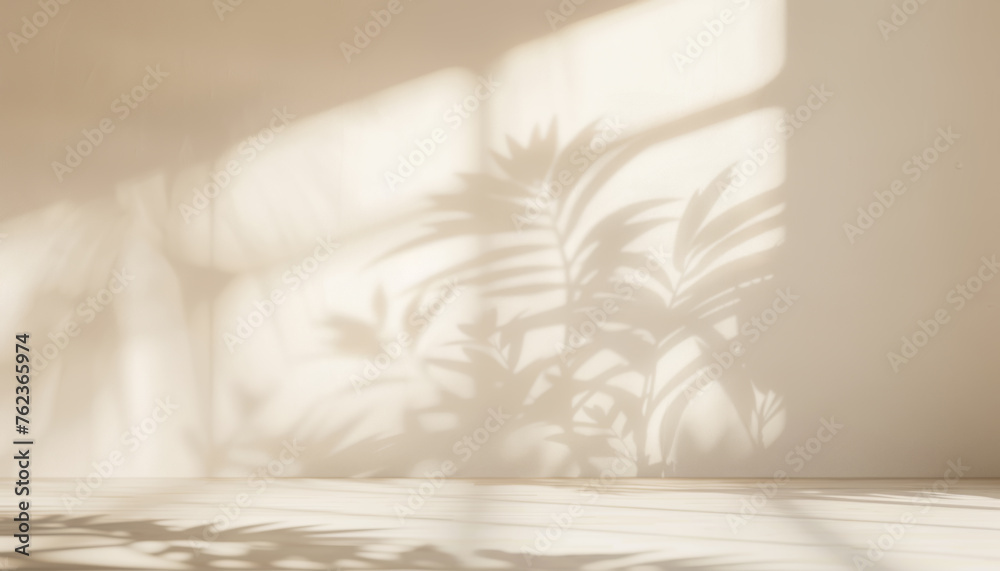 Minimalistic beige abstract background with plant shadows on concrete wall. Modern mockup backdrop in neutral colors for presentation. Minimalistic beige abstract background with plant shadows on concrete wall. Modern mockup backdrop in neutral colors for presentation.