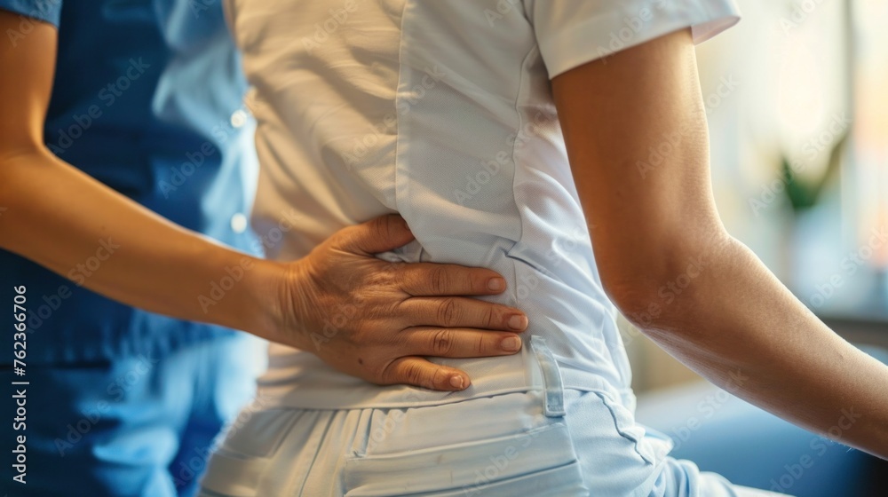 Close up of Physical Therapist Massaging Lower Back