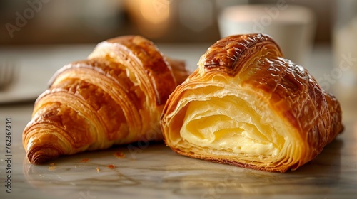 Freshly baked croissants filled with soft cream.