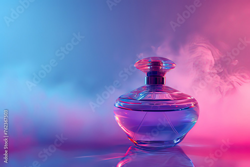 Perfume advertisement. AI technology generated image photo