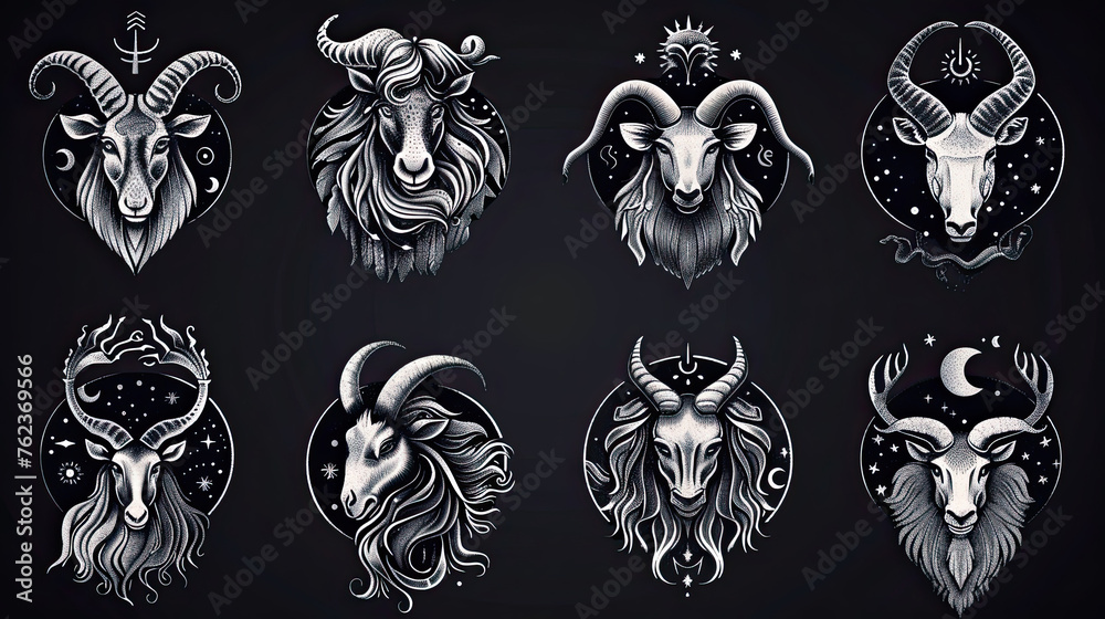 Twelve zodiacs concept. Horoscope Capricornus zodiac sign. Twelve zodiacs concept. Horoscope Capricornus zodiac sign.