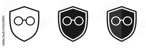 Shield icon set with glasses, illustration