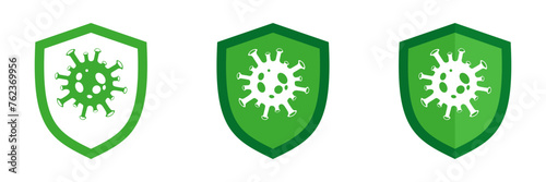 Shield icon set with virus, illustration