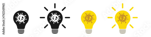 Set of light bulb icons with virus, illustration