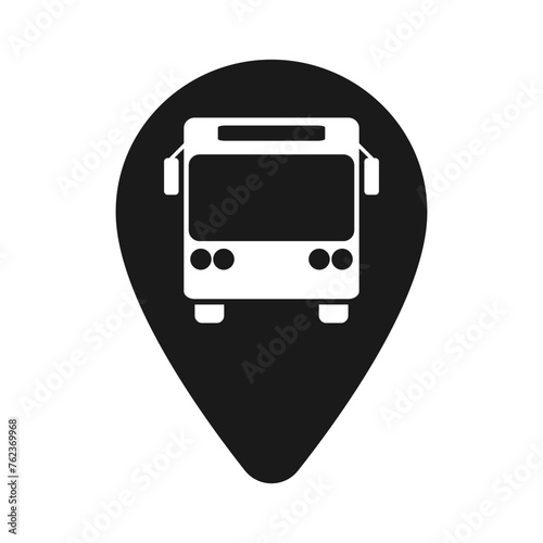 Bus, bus concept vector icon. Mark on the map. Illustration