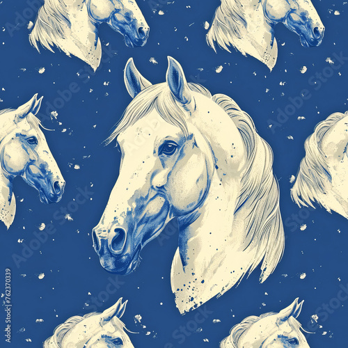 Horse Pattern Tile for seamless backgrounds and for filling surfaces, ai generated