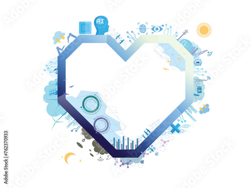 Technology community A016 heart frame with corner shows the love of technology vector illustration graphic EPS 10