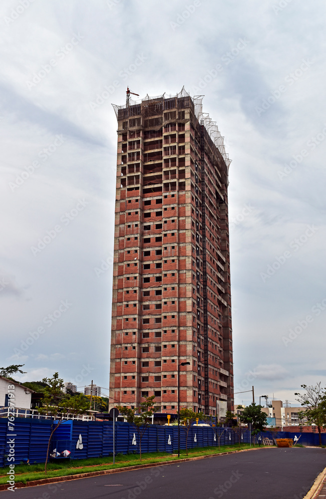 Facade of building under construction in Ribeirao Preto, Sao Paulo, Brazil