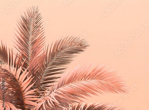 Palm tree leaves isolated on pink background/wallpaper. Rendering Illustration Design.