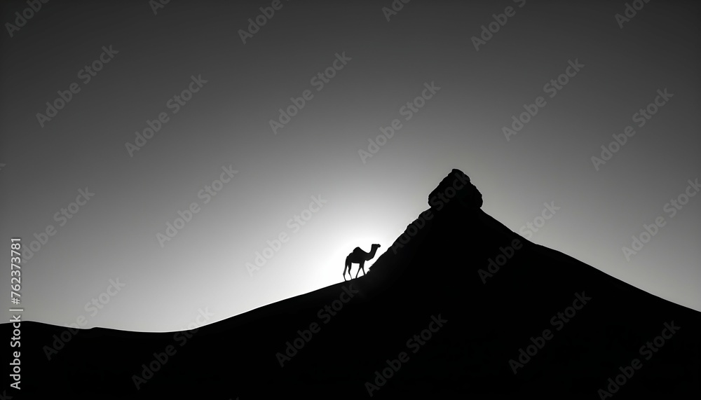A Camels Hump Silhouetted Against The Desert Sky Upscaled