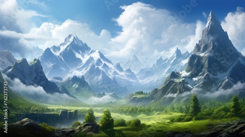 Gorgeous mountainous scenery during the summer day