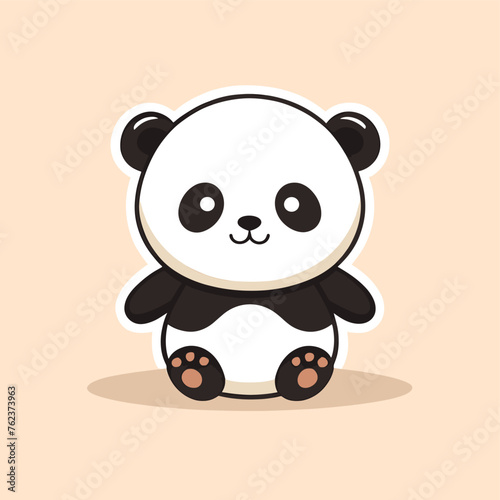Cute Kawaii Panda Vector Clipart Icon Cartoon Character Icon on a Cream Background