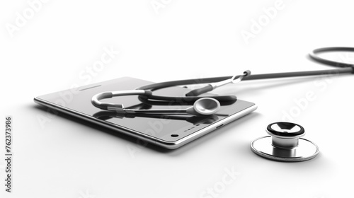 stethoscope and tablet on white background.Generative AI