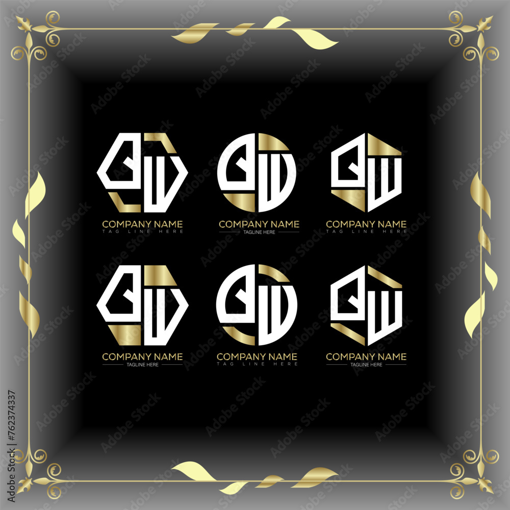 QW letter luxury logo set design.QW monogram polygonal and circle shape vector. QW luxury design. QW letter luxury logo set design.QW monogram polygonal and circle shape vector. QW luxury design.