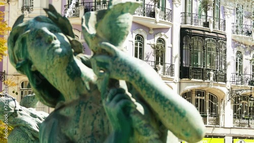 Rossio Square in city of Lisbon, in Portugal photo