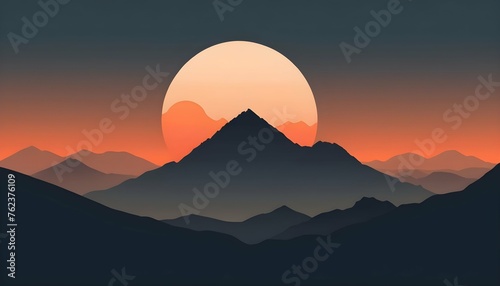 A Minimalist Silhouette Of A Mountain Range With A Upscaled 3