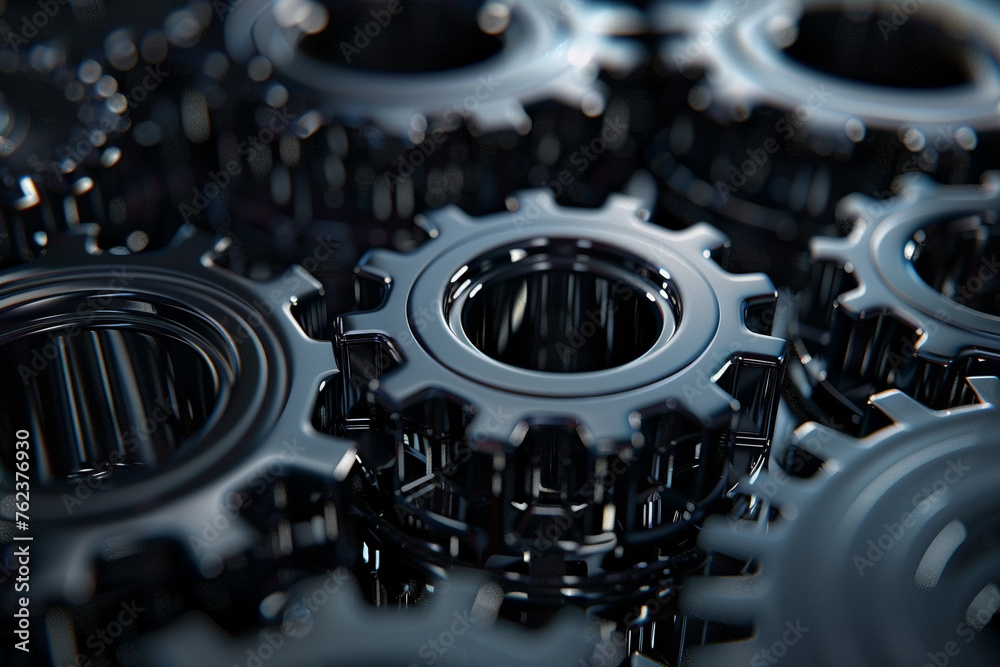 Fototapeta premium Bring to life a dynamic 3D animation of gears rotating and interlocking in a mesmerizing and seamless display