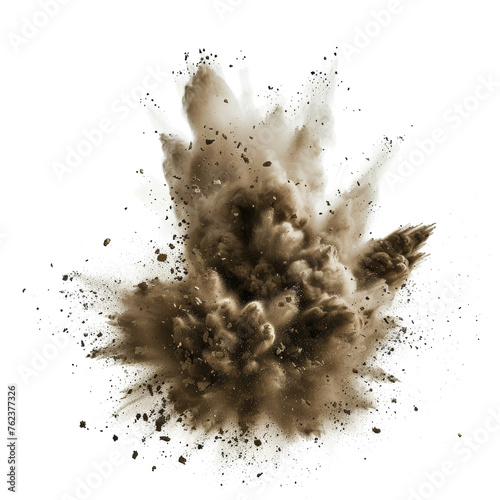 Dry soil explosion isolated on transparent background