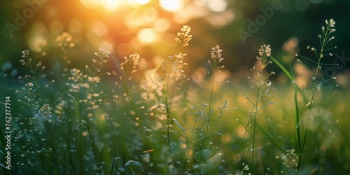 Sun Shines Through Green Grass