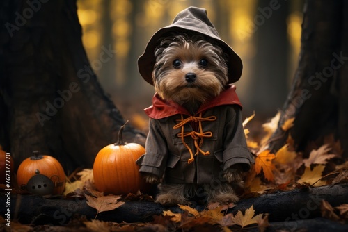Small Dog in Halloween Costume Generative AI © Johnathan