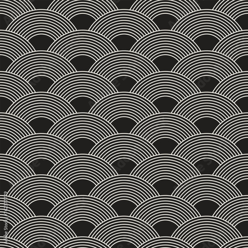 Vector seamless pattern. Repeating geometric elements. Stylish monochrome background design.