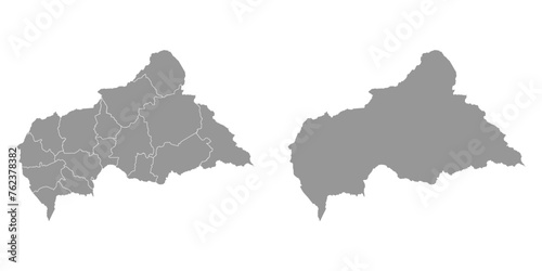 Central African Republic map with administrative divisions. Vector illustration.