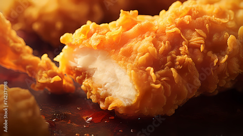 Mouth-watering crispy fried chicken close-up photo
