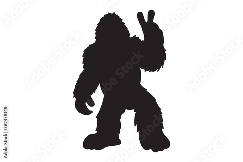 Bigfoot, Yeti, Silhouette, Bigfoot Love Sign, Bigfoot Peace Sign, Bigfoot Rock Sign, Wild Monster, Sasquatch, Bigfoot with middle finger, Stencil