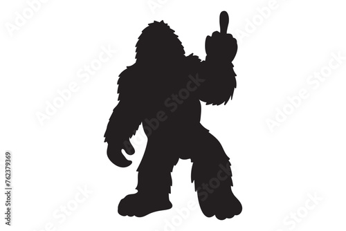 Bigfoot, Yeti, Silhouette, Bigfoot Love Sign, Bigfoot Peace Sign, Bigfoot Rock Sign, Wild Monster, Sasquatch, Bigfoot with middle finger, Stencil