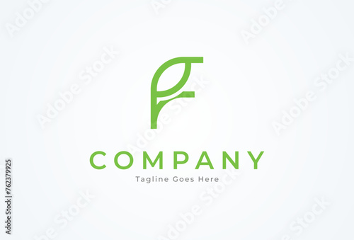 Letter F Leaf Logo. letter F with leaf combination. Flat Vector Logo Design. vector illustration	